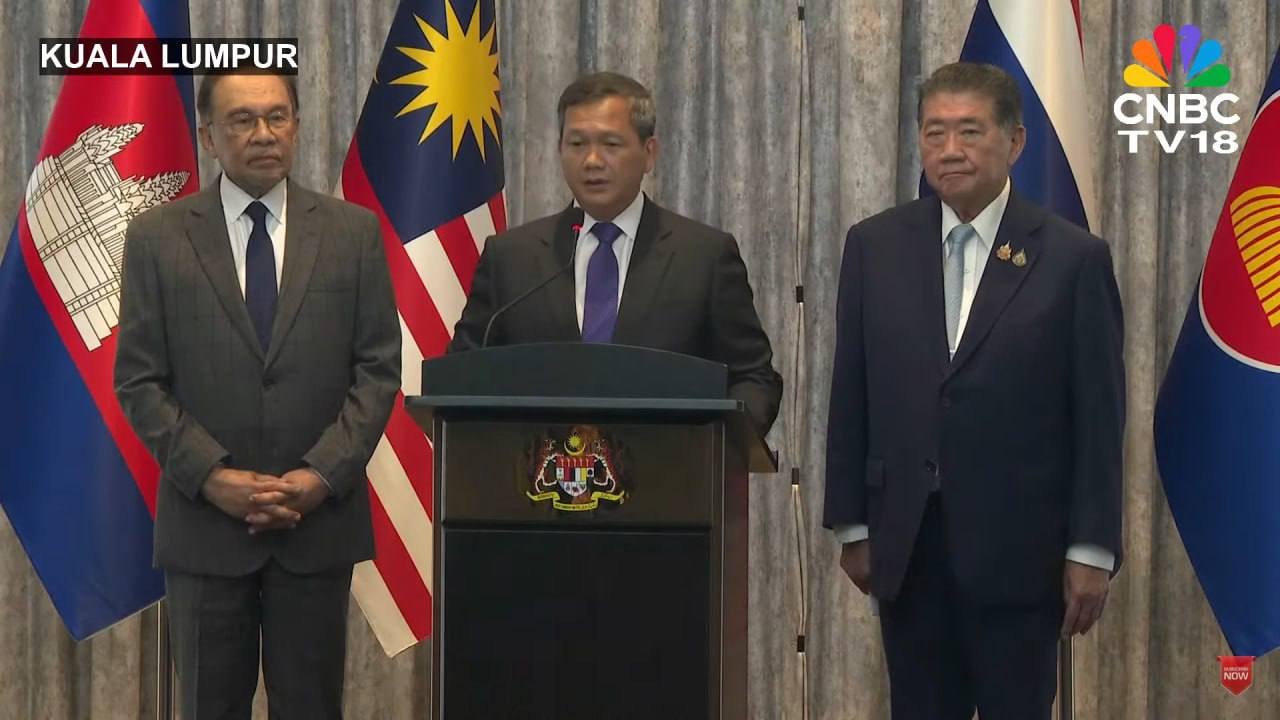 A ceasefire between Cambodia and Thailand has been reached. Prime Minister Hun Manet thanks Anwar Ibrahim, Donald Trump and the Chinese side for this meeting.