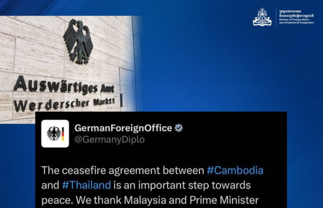 ក្រសួងការបរទេសអាល្លឺម៉ង់៖ កិច្ចព្រមព្រៀងឈប់បាញ់រវាង កម្ពុជា-ថៃ គឺជាជំហានដ៏សំខាន់ឆ្ពោះទៅរកសន្តិភាព