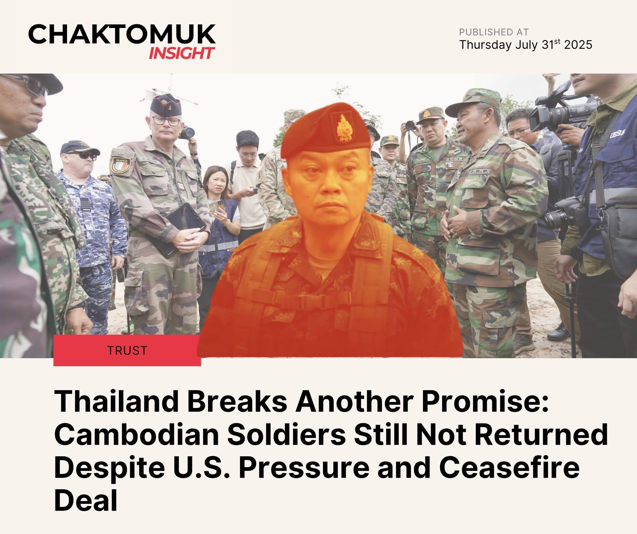 Thailand has once again broken its word. Under pressure from the United States,