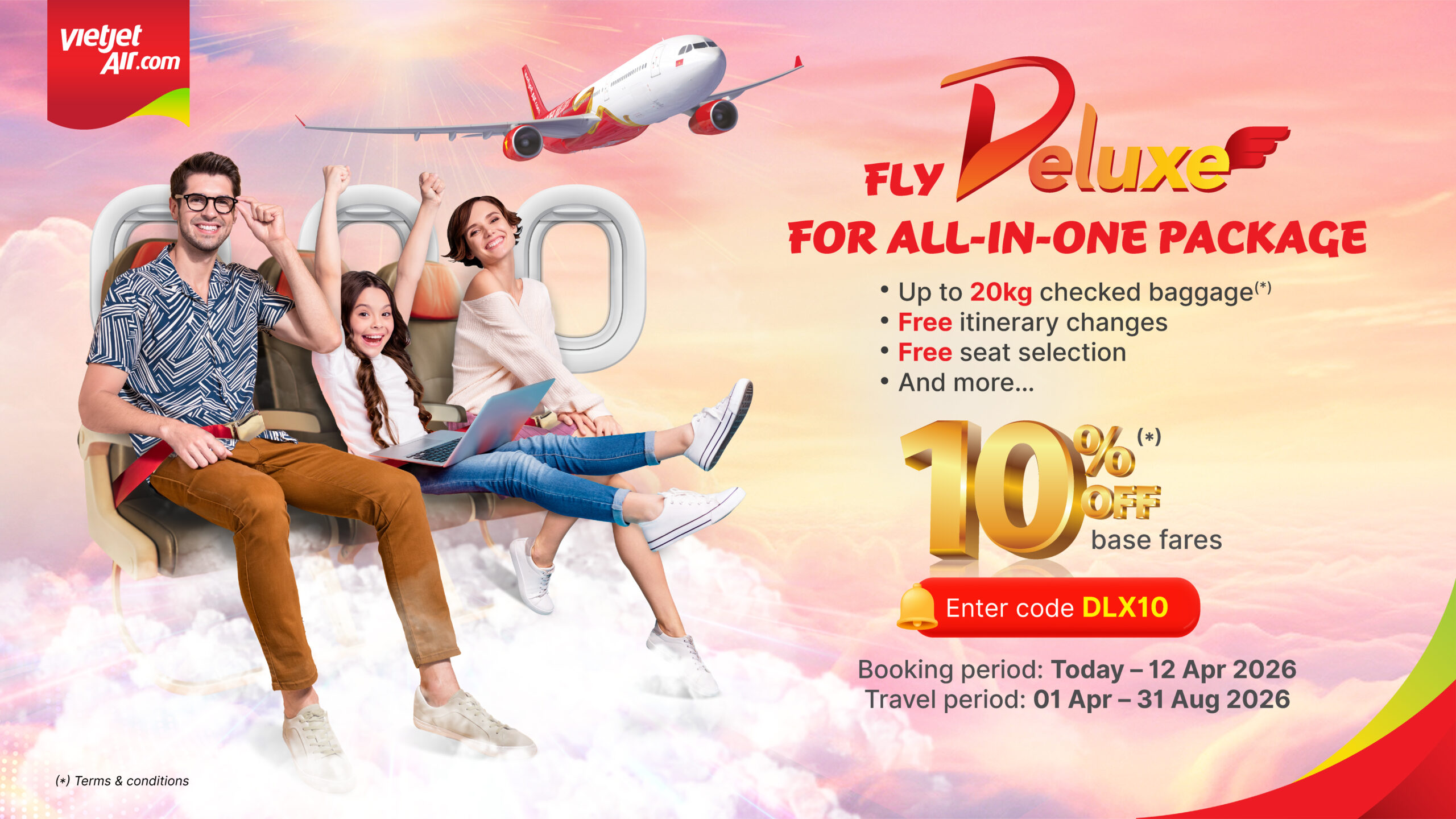 Vietjet មានការផ្តល់ជូនពិសេសសម្រាប់រដូវក្តៅដោយបញ្ចុះតម្លៃសំបុត្រ Deluxe ១០% និង Eco ១០០%