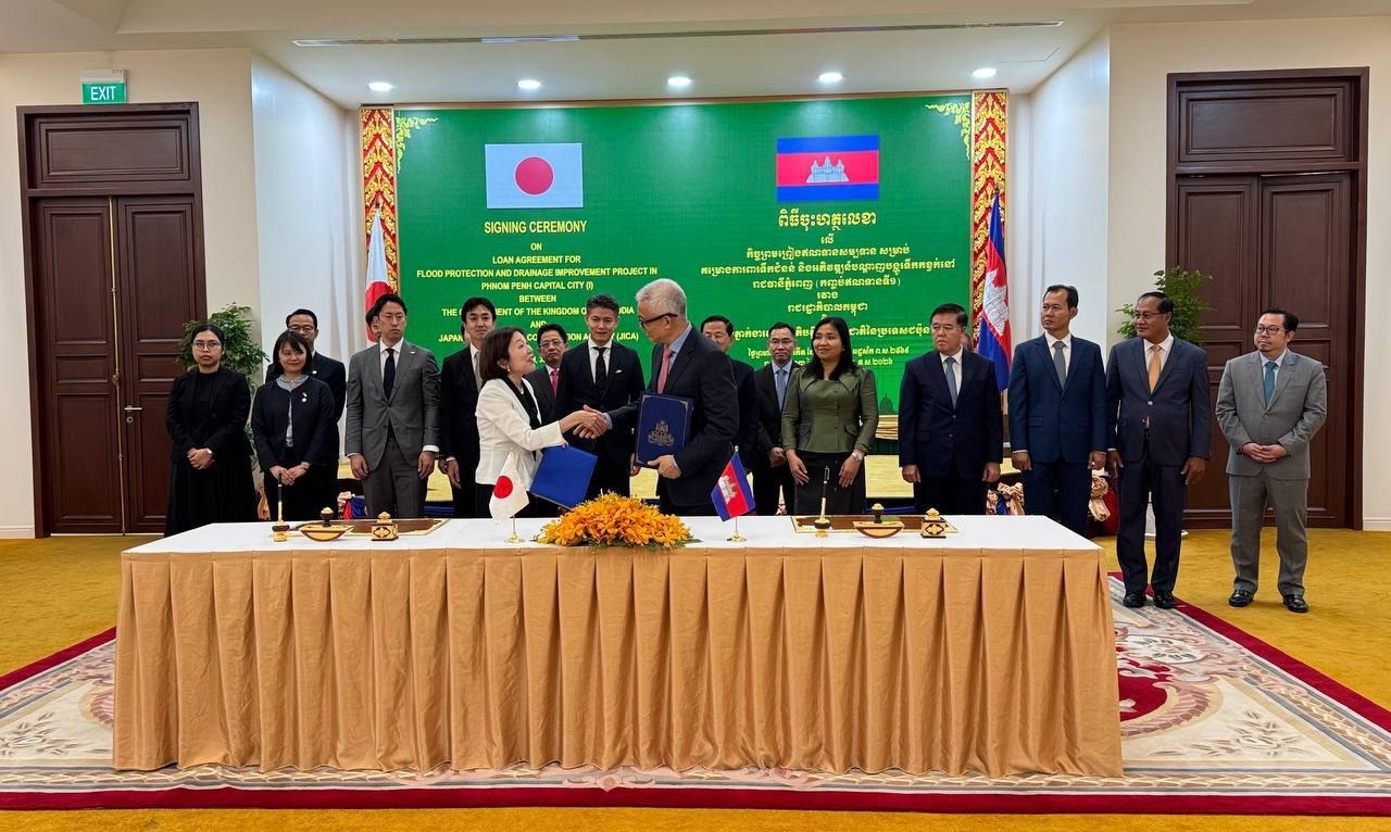 កម្ពុជា-ជប៉ុន ចុះហត្ថលេខាលើកិច្ចព្រមព្រៀងឥណទានសម្បទានសម្រាប់គម្រោងការពារទឹកជំនន់ និងអភិវឌ្ឍន៍បណ្តាញបង្ហូរទឹកកខ្វក់ នៅរាជធានីភ្នំពេញ