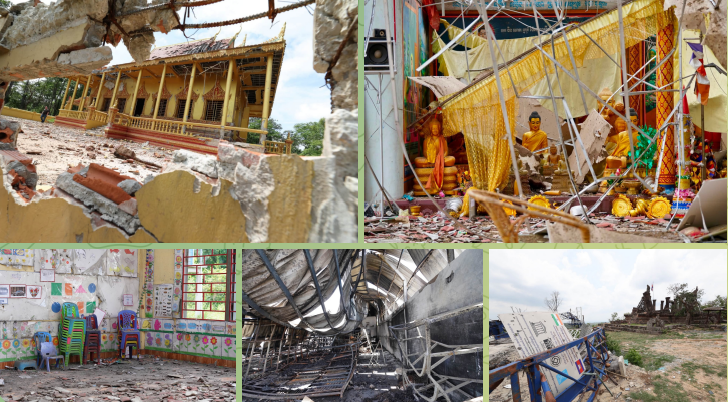 ការវាយប្រហារមិនរើសមុខ៖ នៅពេលយោធាថៃអះអាងថា «វាយប្រហារតែលើគោលដៅយោធា» មិនស្របនឹងផលវិបាកដែលបានកើតឡើងនៅលើដីជាក់ស្តែង ចេញពីសកម្មភាពឈ្លានពានប្រដាប់អាវុធរបស់ខ្លួនឡើយ