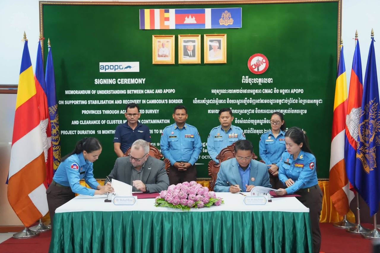 ស៊ីម៉ាក់ចុះ MOU ជាមួយ APOPO ក្នុងគម្រោងបោសសម្អាតគ្រាប់មិនទាន់ផ្ទុះនៅតាមព្រំដែន