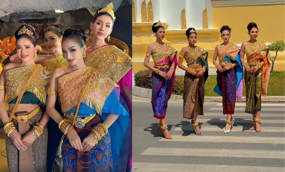 បវរកញ្ញាខ្មែរកម្ពស់ខ្ពស់ទាំង ៤ រូប រួមគ្នា ផ្សព្វផ្សាយពីសម្លៀកបំពាក់ស្បៃខ្មែរ